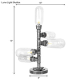 Industrial Antique Black Glass Desk Lamp | 4/5-Light Clear/Amber Capsule Living Room Task Lighting