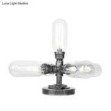 Industrial Antique Black Glass Desk Lamp | 4/5-Light Clear/Amber Capsule Living Room Task Lighting