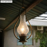 Industrial Antique Pendant Light With Crackle Glass For Living Room - Copper/Bronze Finish