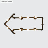 Industrial Arrow-Shaped 8-Light Wall Sconce In Black/Bronze For Restaurants