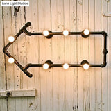 Industrial Arrow-Shaped 8-Light Wall Sconce In Black/Bronze For Restaurants