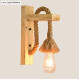 Industrial Bare Bulb Wall Sconce With Braided Rope For Restaurant Corridor Lighting