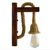 Industrial Bare Bulb Wall Sconce With Braided Rope For Restaurant Corridor Lighting Dark Wood