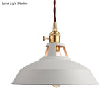 Industrial Barn Pendant Lamp - Stylish Black/White Metallic Ceiling Light For Kitchen With Hanging