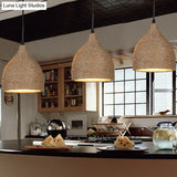 Industrial Beige Rope Pendant Lighting Fixture For Dining Rooms