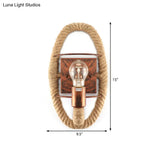 Industrial Beige Sconce Light With Rope Shade For Dining Room Wall Lighting