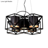 Industrial Black 5-Bulb Fabric Suspension Kitchen Chandelier Light