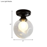 Industrial Black Ceiling Light With Clear Glass Globe Shade For Living Room