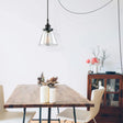 Industrial Black Ceiling Pendant Light With Clear Glass Cone Shade - Ideal For Kitchen