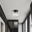 Industrial Black/Clear Glass Flush Mount Lighting Fixture 6’/6.5’ Wide Clear / 6’