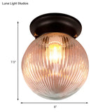 Industrial Black/Clear Glass Flush Mount Lighting Fixture 6’/6.5’ Wide
