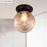 Industrial Black/Clear Glass Flush Mount Lighting Fixture 6’/6.5’ Wide