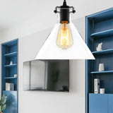 Industrial Black Cone Pendant Lighting - Clear Glass Hanging Light Fixture For Living Room