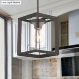 Industrial Black Cylinder Glass Pendant Light - Clear Living Room Ceiling Fixture