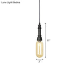 Industrial Black Finish Amber Glass Pendant Lamp With Pipe Suspension - 1-Light Ball/Capsule