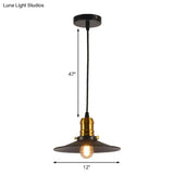 Industrial Black Flared Single Bulb Metal Pendant Light - 8.5’/10’/12’ Wide Stylish Dining