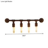 Industrial Black Iron Wall Sconce Light With Straight Pipe Design - Ideal For Living Room 2/4/6