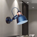 Industrial Black Iron Wall Sconce With Rotatable Handle - Bedside Or Reading Lamp Fixture