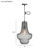 Industrial Black Mesh Cage Pendant Light - Modern Metal Hanging Lamp For Dining Room