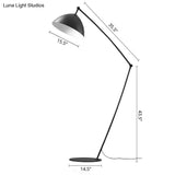 Industrial Black Metal Floor Lamp With Swing Arm - 1-Head Bowl Design