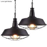 Industrial Black Metal Pendant Ceiling Light Fixture - Networked Shop Hanging