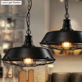 Industrial Black Metal Pendant Ceiling Light Fixture - Networked Shop Hanging