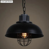Industrial Black Metal Pendant Light Fixture For Dining Room Ceiling - Wire Cage Hanging Luminaire