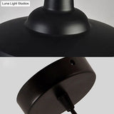 Industrial Black Metal Saucer Pendant Light For Restaurants - 1 Head With Cage Shade Ceiling Fixture