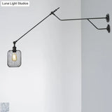 Industrial Black Metal Wall Lamp With Cylinder/Bottle Shade - Indoor Sconce Light Fixture