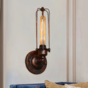 Industrial Black/Rust Metal Wall Sconce With Linear Cage Design For Living Room 1 / Rust