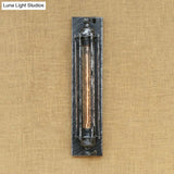 Industrial Black/Silver Metallic 1-Light Linear Wall Sconce - Sleek Wire Frame Design For Bedroom