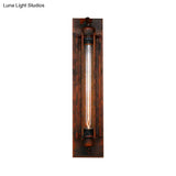 Industrial Black/Silver Metallic 1-Light Linear Wall Sconce - Sleek Wire Frame Design For Bedroom