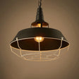 Industrial Black Wire Cage Hanging Light For Warehouse - 1 Head Barn Metal Lamp