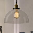 Industrial Brass Dome Pendant Light - Clear/Amber Glass Clear