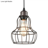 Industrial Bronze Wire Cage Pendant Lamp - 1 Light Hanging Fixture For Bedroom