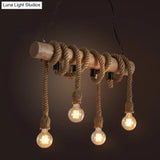 Industrial Brown Pendant Light With 4 Rope Lights - Perfect For Restaurants And Warehouses