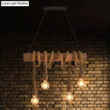 Industrial Brown Pendant Light With 4 Rope Lights - Perfect For Restaurants And Warehouses