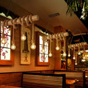 Industrial Brown Pendant Light With 4 Rope Lights - Perfect For Restaurants And Warehouses