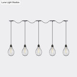 Industrial Cage Pendant Chandelier With Multi-Bulb Kit In Black