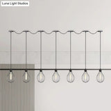 Industrial Cage Pendant Chandelier With Multi-Bulb Kit In Black