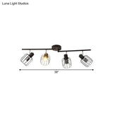 Industrial Ceiling Light With Mini Drum Cage Shade For Coffee Shop - 4 Lights Semi - Flush Iron