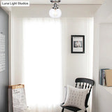 Industrial Chrome Ceiling Mount Light With Clear/Amber Glass Globe For Dining Room