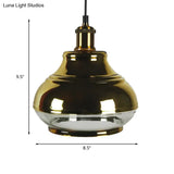 Industrial Clear Glass Brass Pendant Lighting - Oval Dining Room Hanging Light Kit