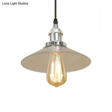 Industrial Clear Glass Pendant Lamp With Cone Shade - Black/Rust/Copper Finish Living Room Hanging