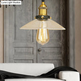 Industrial Clear Glass Pendant Lamp With Cone Shade - Black/Rust/Copper Finish Living Room Hanging