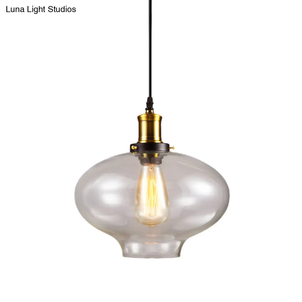 Industrial Clear Glass Pendant Light - Brass Finish 7.5’/11’ Wide