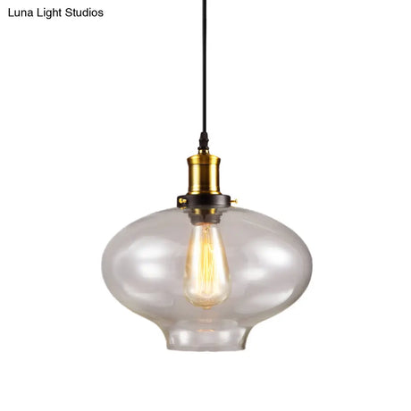 Industrial Clear Glass Pendant Light - Brass Finish 7.5’/11’ Wide