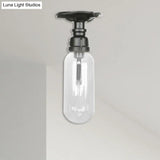 Industrial Clear Glass Semi - Flush Ceiling Light With Pipe Design