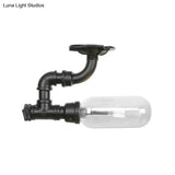 Industrial Clear Glass Semi - Flush Ceiling Light With Pipe Design