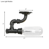 Industrial Clear Glass Semi - Flush Ceiling Light With Pipe Design